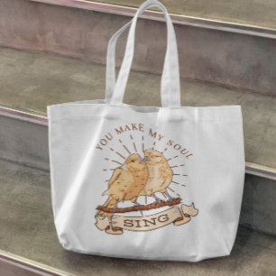 Bolso De Tela Aves Pareja Ilustracion Tote Bag