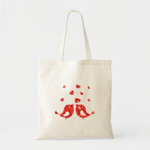Bolso De Tela Aves Rojas