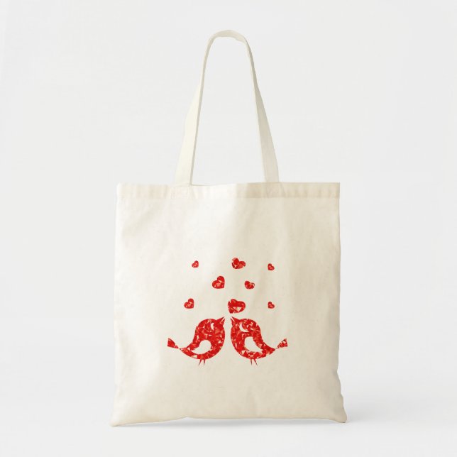 Bolso De Tela Aves Rojas (Frente)