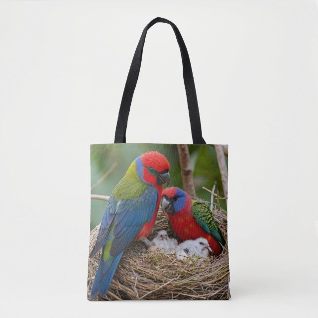 Bolso De Tela Aves Rosella (Anverso)