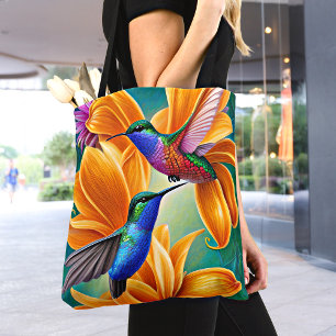 Bolso De Tela Aves tartamudeando en flores de Naranja hasta la b