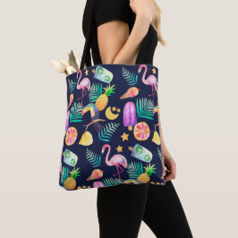 Bolso De Tela Aves tropicales Patrón de piña
