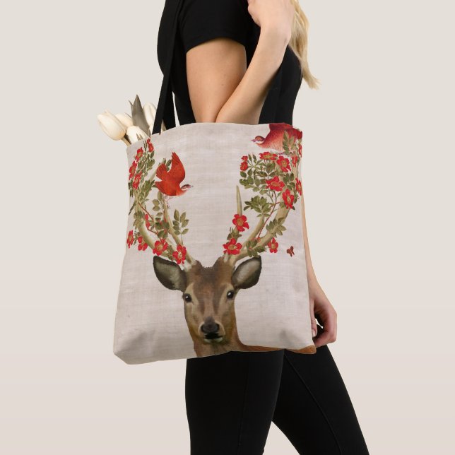 Bolso De Tela Aves venados y amorosos (Detalle)