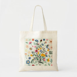 Bolso De Tela Aves Y Flores bonitos