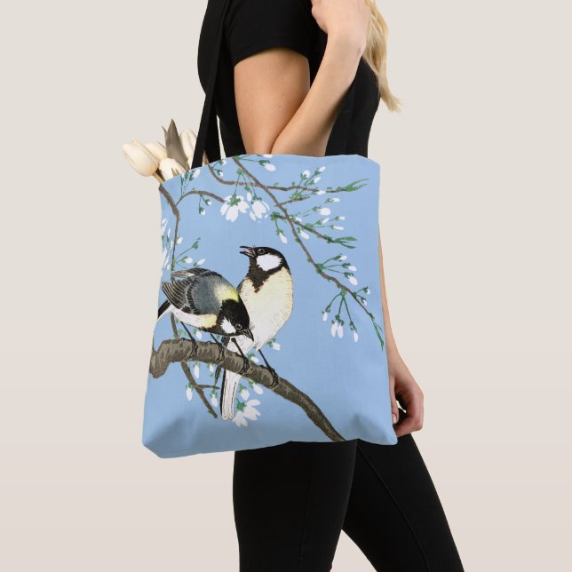 Bolso De Tela Aves y flores de cerezo Ohara Koson (Detalle)