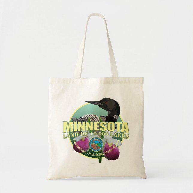 Bolso De Tela Aves y flores del estado de Minnesota (Frente)