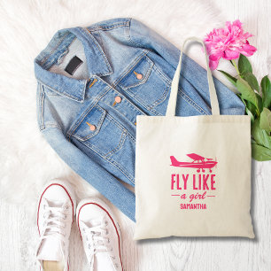 Bolso De Tela Aviación femenina Avión rosa lindo vuela como una