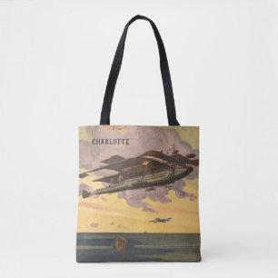 Bolso De Tela Avión aéreo de ciencia ficción vintage