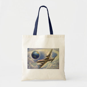 Bolso De Tela Avión Antiguo Volando Alrededor del Mundo entre Nu