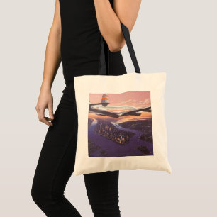Bolso De Tela Avión de época sobre el río Hudson, Nueva York
