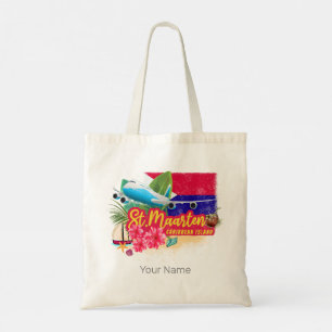 Bolso De Tela Avión de Isla Vintage del Caribe Retro de San Mart