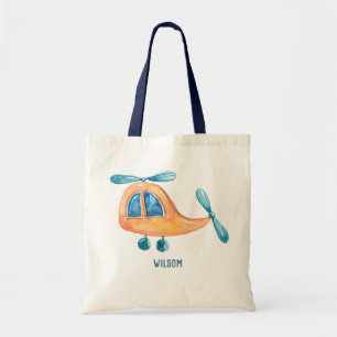 Bolso De Tela Avión de niño acuarela