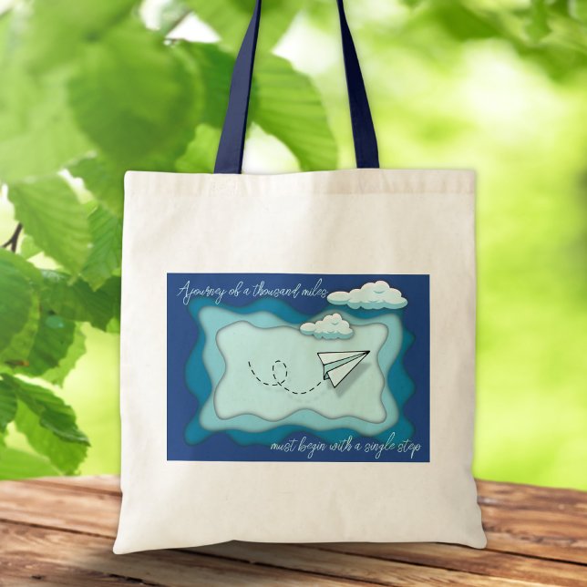 Bolso De Tela Avión de papel | El viaje comienza con un solo (Subido por el creador)