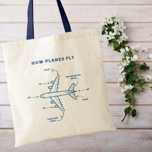 Bolso De Tela Avión Divertido Cómo Vuelan Los Aviones Piloto o T
