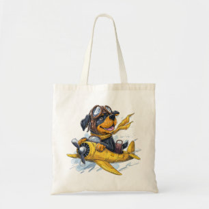 Bolso De Tela Avión piloto de perros Rottweiler