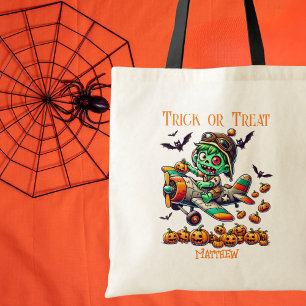 Bolso De Tela Avión piloto zombi, calabazas, Halloween