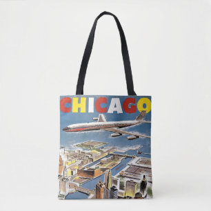 Bolso De Tela Avión turístico de Viaje Retro Chicago 