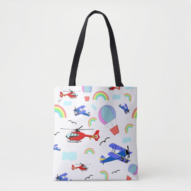 Bolso De Tela Aviones, helicópteros y globos (Anverso)