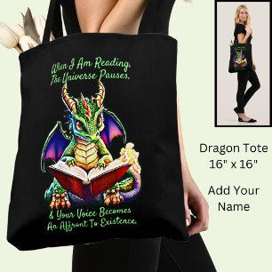 Bolso De Tela Aviso de Dragón Púrpura Verde Leer voz del libro