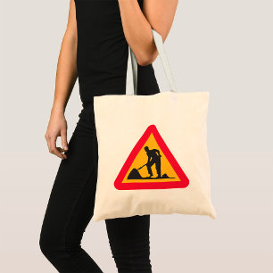Bolso De Tela Aviso de trabajo por carretera antes de la zona de