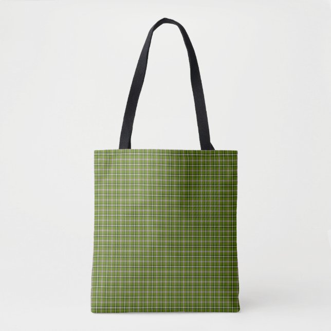 Bolso De Tela Avocado Green Plaid Windowpane Pattern Retro (Anverso)