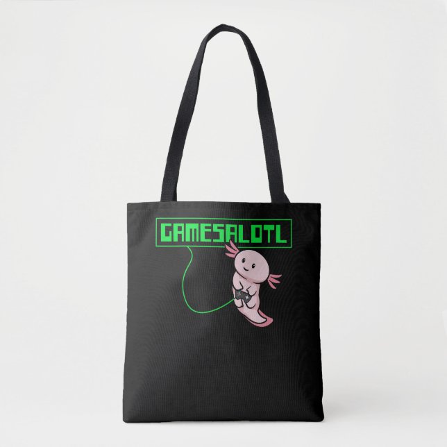 Bolso De Tela Axolotl Gaming Gamesalotl Kawaii (Anverso)