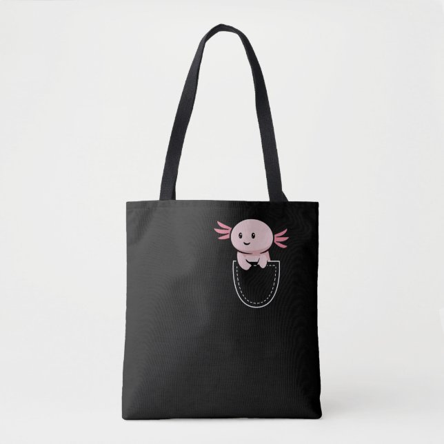 Bolso De Tela Axolotls Axolotl En Un Bolsillo Kawaii (Anverso)