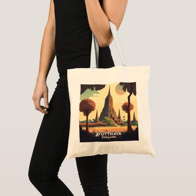 Bolso De Tela Ayutthaya Tailandia Temple Sunset (Anverso (producto))