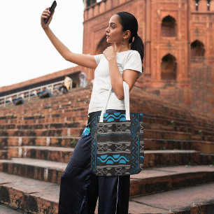 Bolso De Tela Azteca africana azul