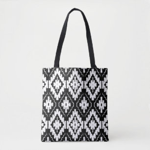 Bolso De Tela Azteca Black-White: Impresión étnica vintage.