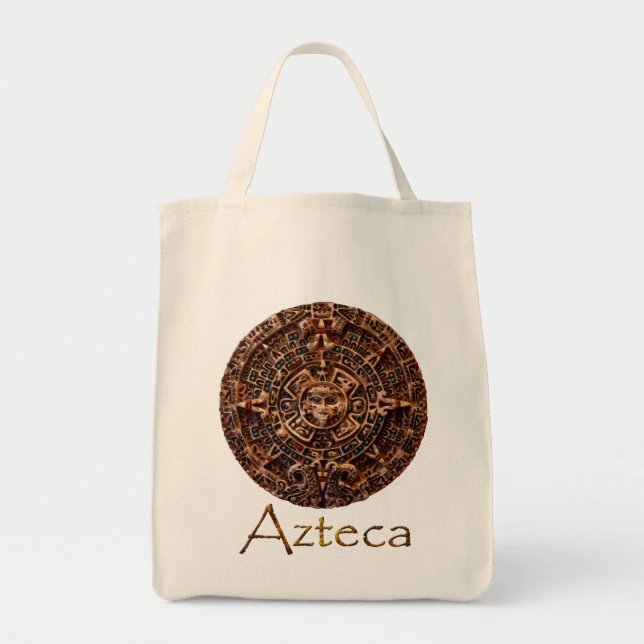 Bolso De Tela AZTECA ~ Mayas - Azteca Sun Calender Diseño de Art (Frente)