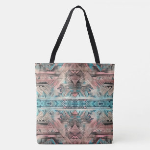 Bolso De Tela Azteca Pastel Sudoeste Rosa Y Azul