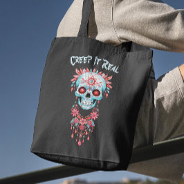 Bolso De Tela Azúcar Floral Cráneo Espeluznante Divertido Hallow