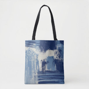 Bolso De Tela Azul abstracto y marfil