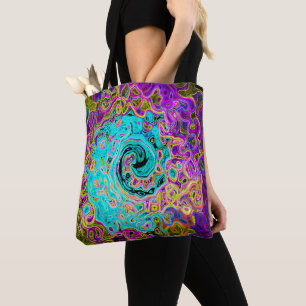 Bolso De Tela Azul Acuático Helado Groovy Remolino Líquido Abstr