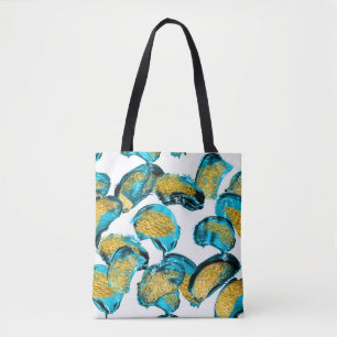 Bolso De Tela azul acuático, turquesa, dorado.