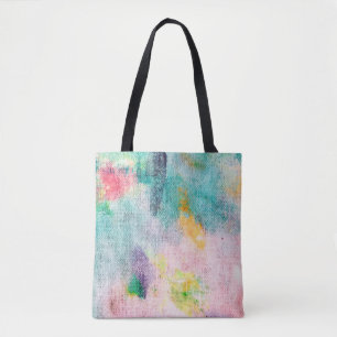 Bolso De Tela Azul artístico. Presentación Contemporánea Blanca.