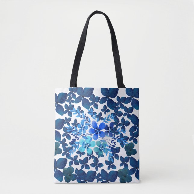 BOLSO DE TELA AZUL CON FLORES (Anverso)