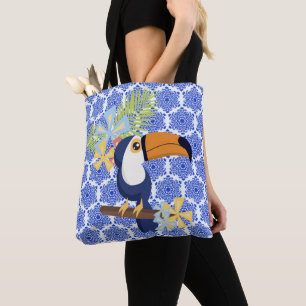Bolso De Tela Azul Damask Vintage