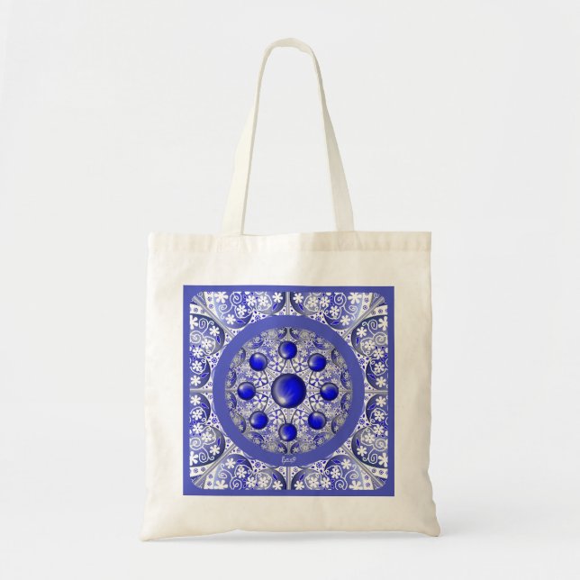 Bolso De Tela Azul de encaje cerámico de Grecia (Frente)