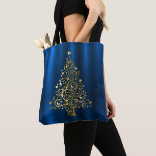 Bolso De Tela Azul de la Marina de los Árboles de Oro de los nav