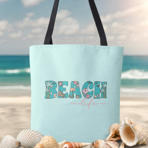 Bolso De Tela Azul de la vida de playa de Retro