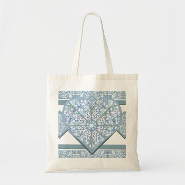 Bolso De Tela Azul de luz de encaje cerámico (Frente)