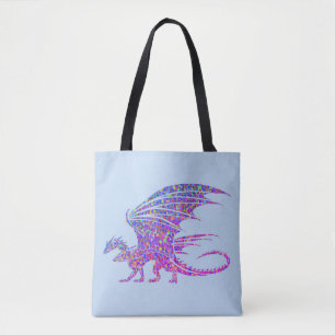 Bolso De Tela Azul del Dragón Mosaico Increíble