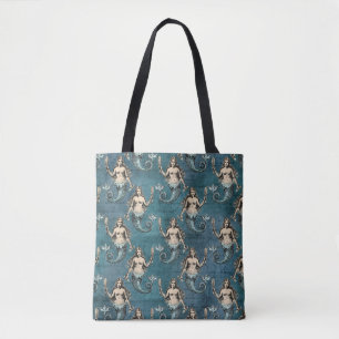 Bolso De Tela Azul del patrón de sirena ventilado