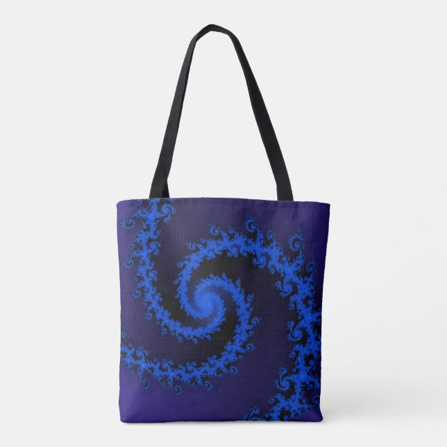 BOLSO DE TELA AZUL EN DISEÑO FRACTAL AZUL (Reverso)