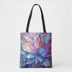 Bolso De Tela Azul Floral 