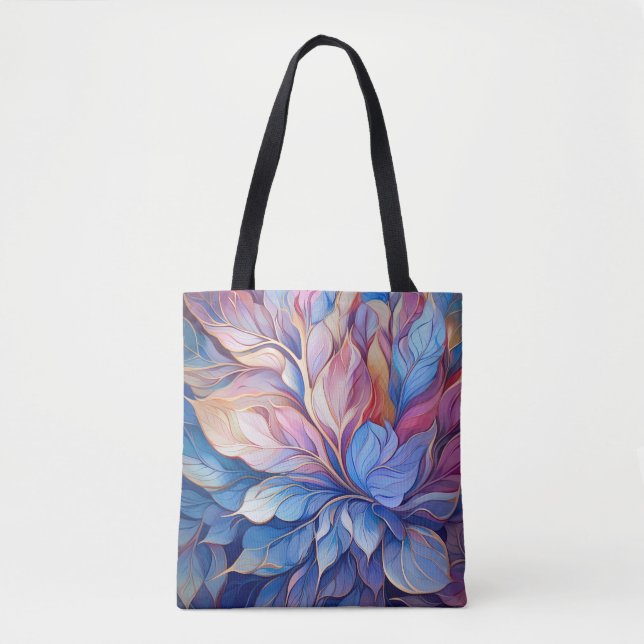 Bolso De Tela Azul Floral  (Anverso)