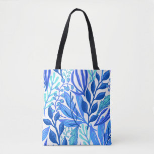 Bolso De Tela Azul Floral temática