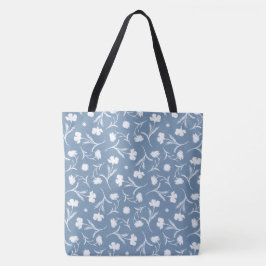 Bolso De Tela Azul Gris Blanco Libertad Patrón Floral Elegante P